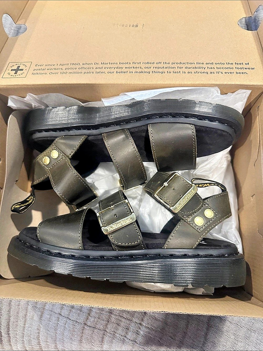 Dr. Martens Leather Strap Gryphon Sandals- Olive